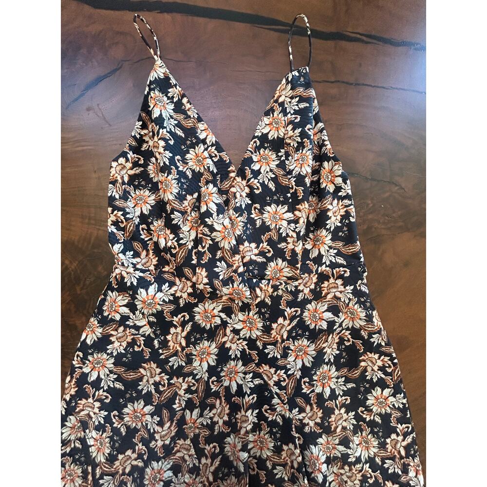 Acler Vales Black Sunflower Floral Satin Midi Dress Handkerchief Hem 6 S M - Picture 5 of 8